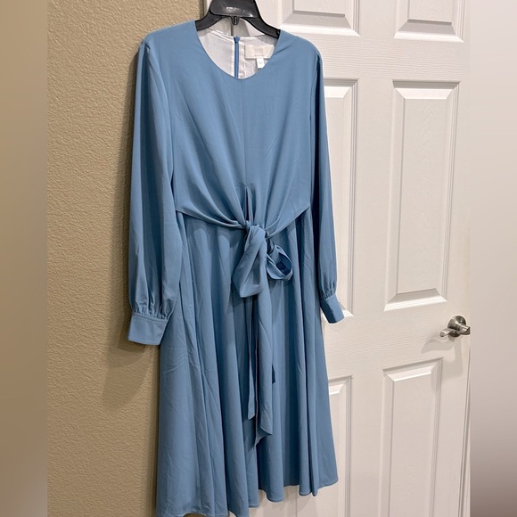 Hugo Boss Blue Tie Front Ruched Sundress - Picture 5 of 10